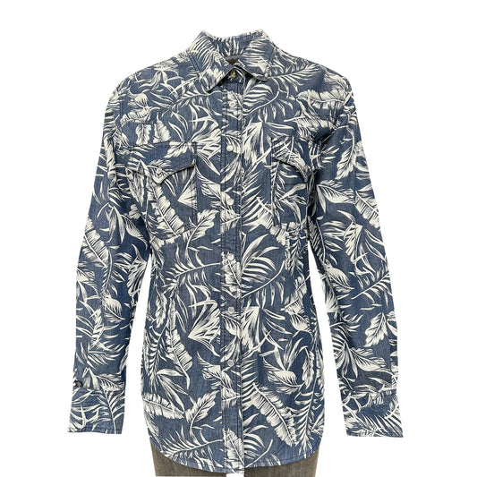 Denim Floral Print Western Shirt