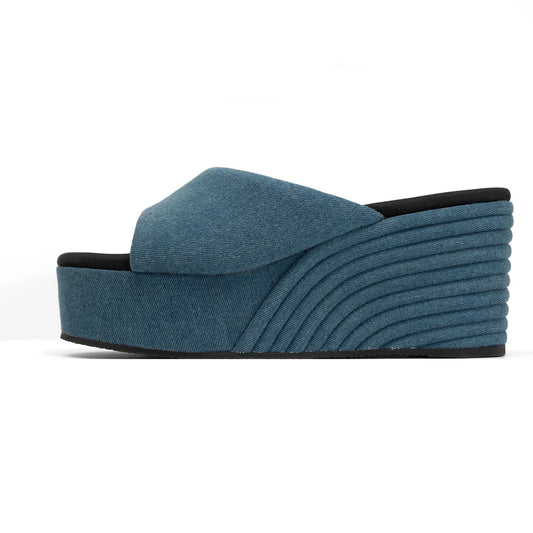 FINAL SALE - Denim Scoop Mid Strata Wedge