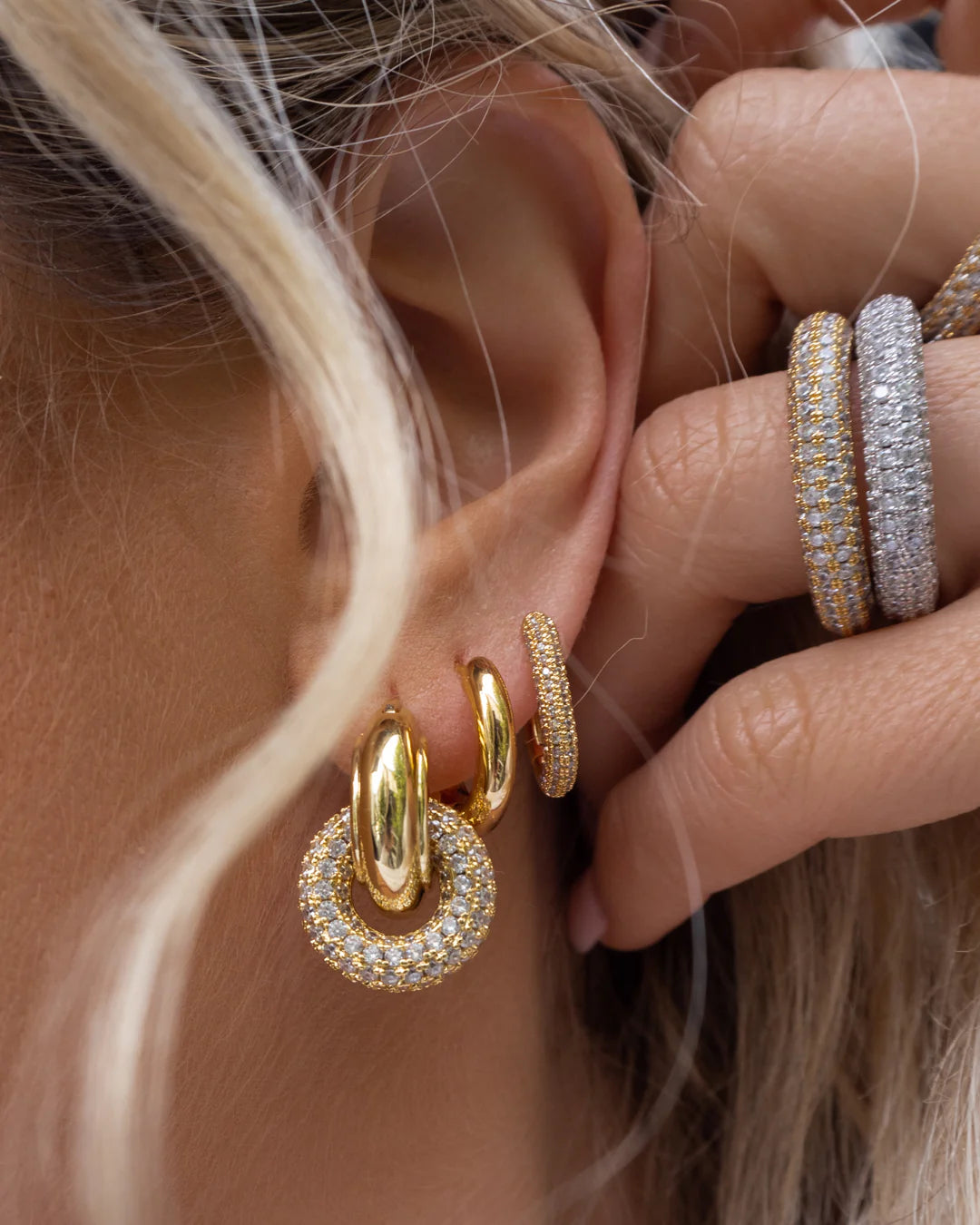 The Pave Interlock Hoops