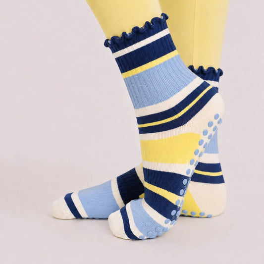 The Blueberry Lemon Striped Grip Sock