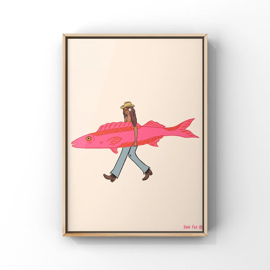 Fish Surfboard Art Print