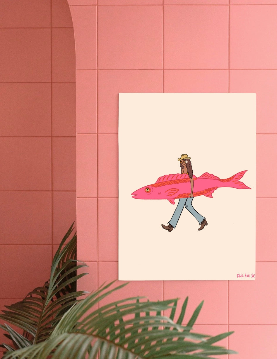 Fish Surfboard Art Print