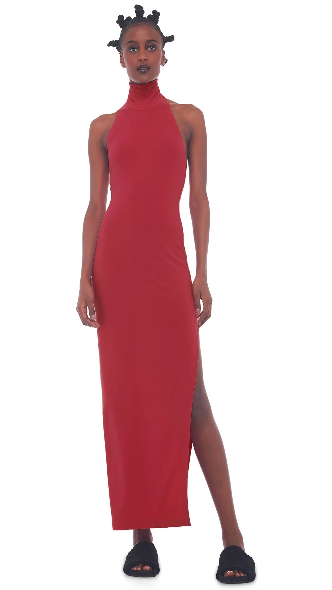 Halter Turtle Side Slit Gown