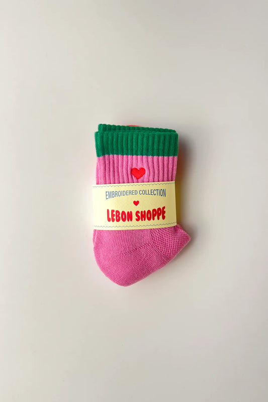 Embroidered Color Block Girlfriend Socks