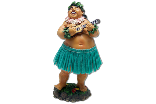 Leilani Boy in Green Skirt with Ukulele Dashboard Doll