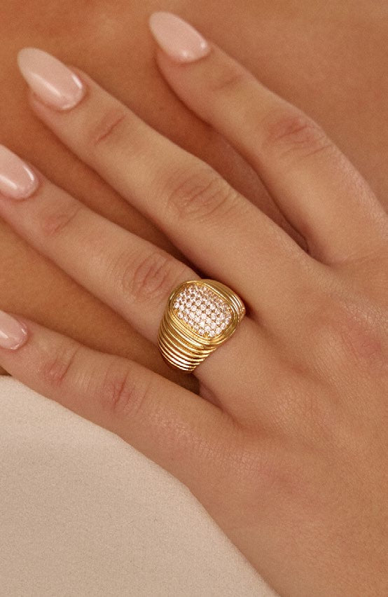 The Pave Oval Bezel Ring