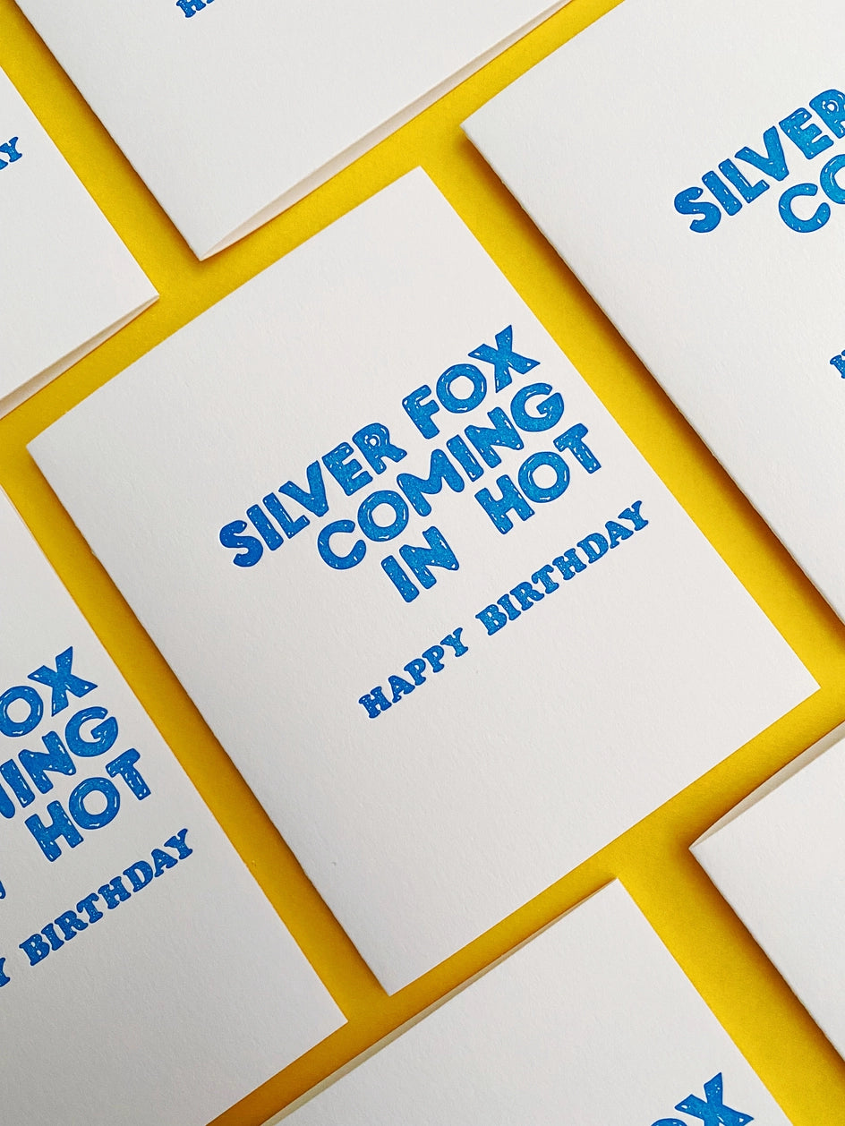 Silver Fox Coming in Hot - Greeting Card