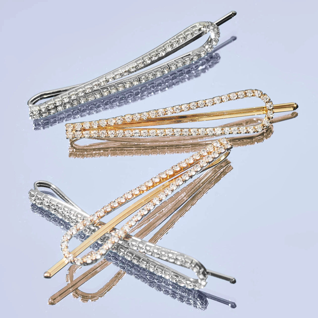 Metal Rhinestone Drop Bobby Pins - 4 Pc Set