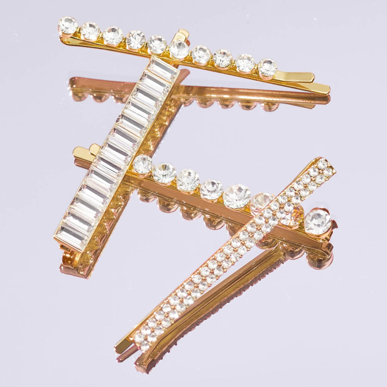 Metal Rhinestone Assorted Bobby Pins - 4 Pc Set