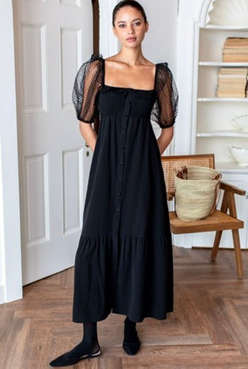 Shirred Bodice Maxi Dress