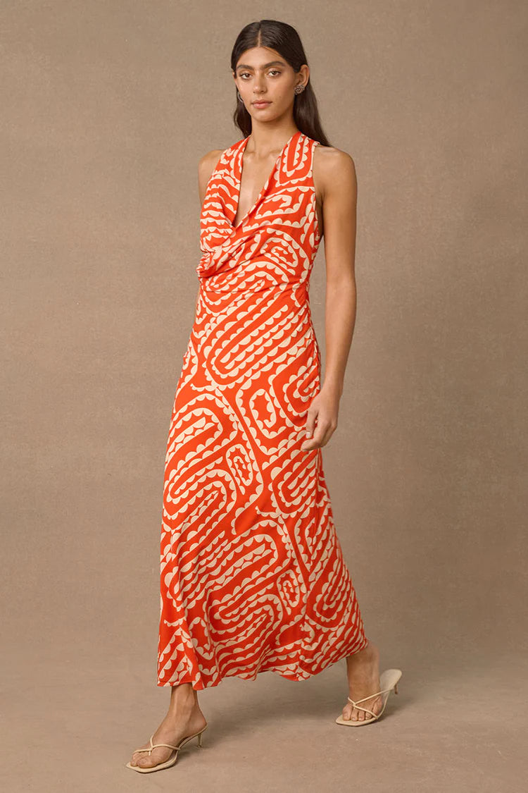 Tempo Print Maxi Dress