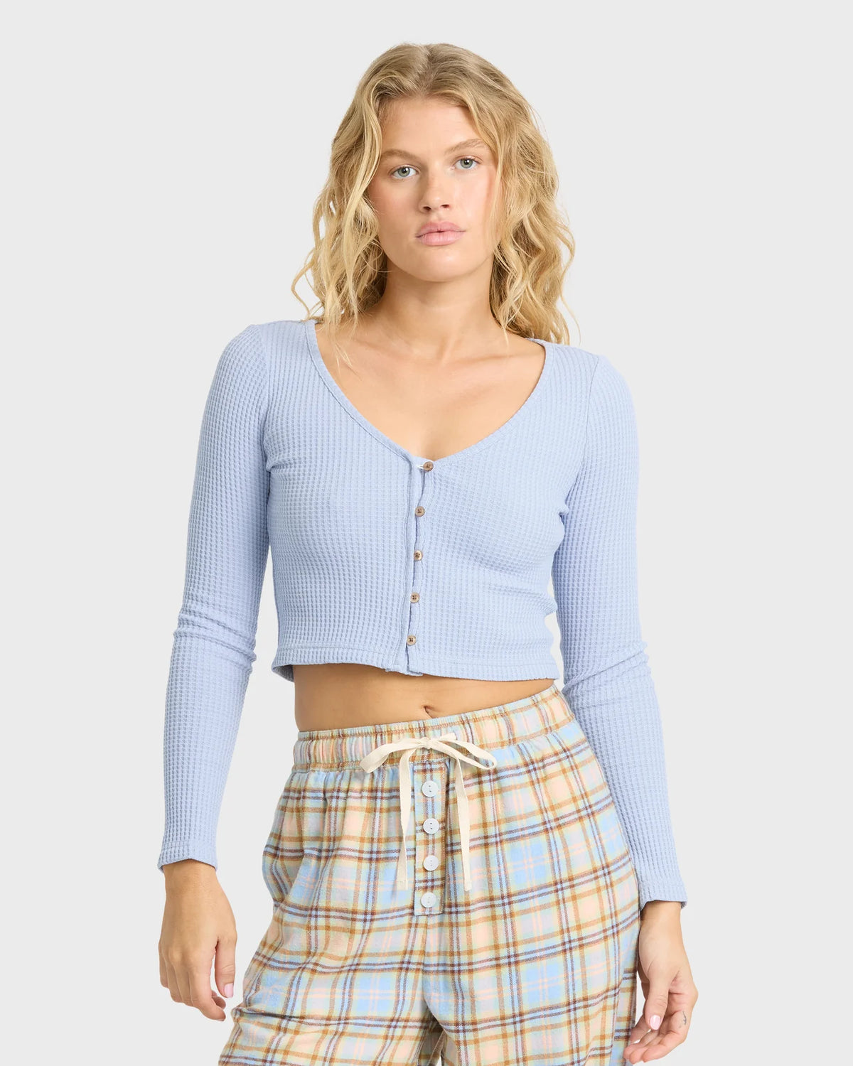 Paxton Long Sleeve Waffle Knit Top