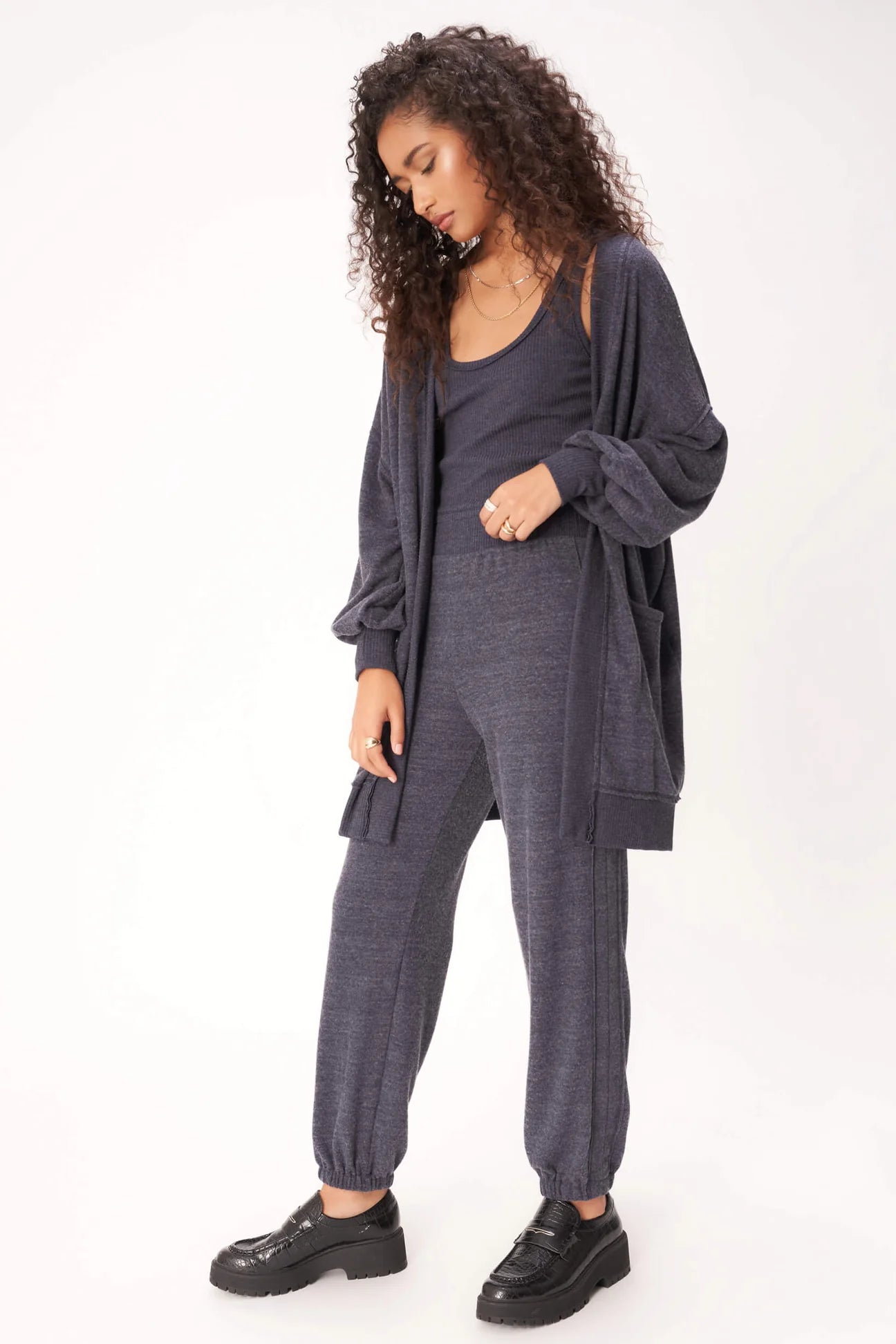FINAL SALE- Just Relax Heathered Cozy Seamed Cardigan