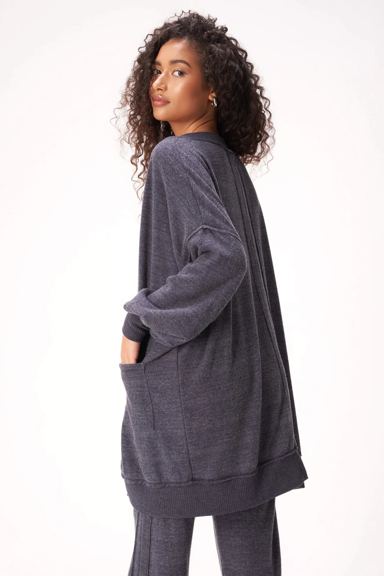Just Relax Heathered Cozy Seamed Cardigan