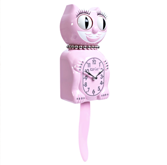 Retro Pink Lady Kitchen Edition Kit-Cat Klock