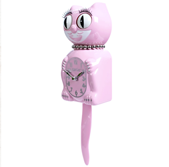 Retro Pink Lady Kitchen Edition Kit-Cat Klock