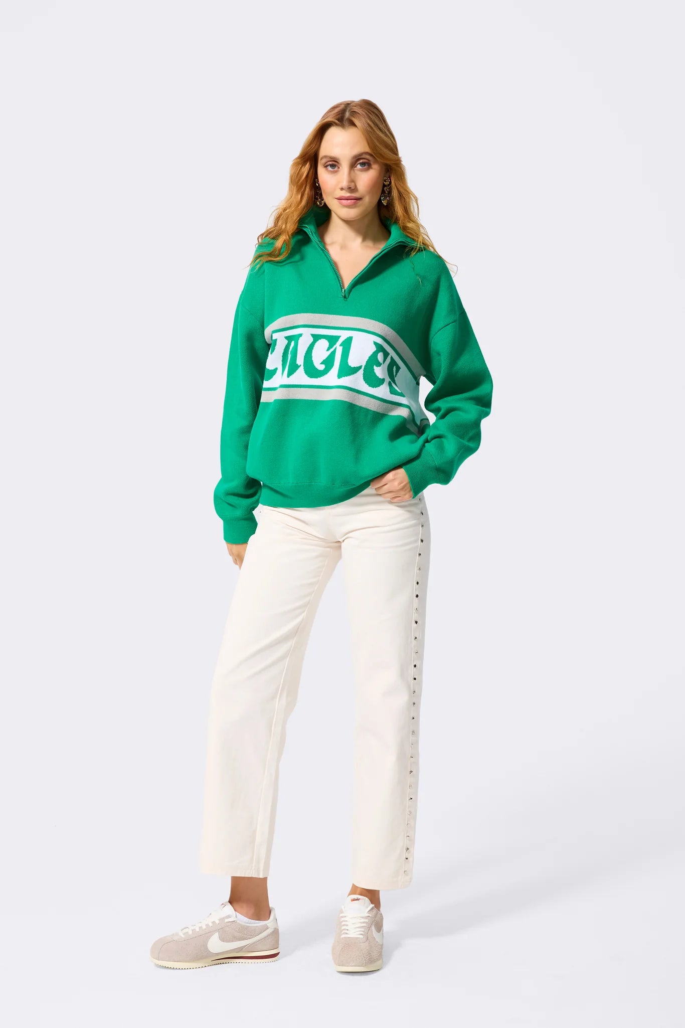 Logo Stripe Quarter Zip Sweater