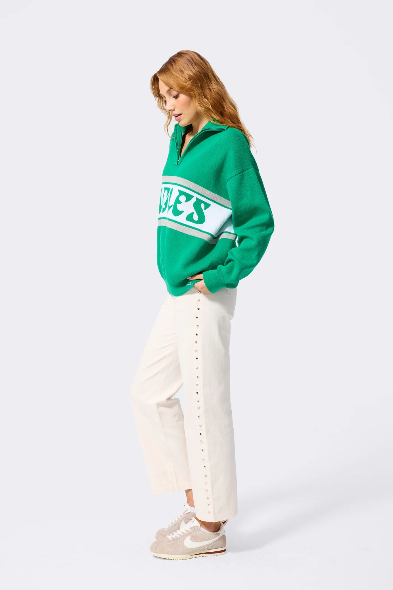 Logo Stripe Quarter Zip Sweater