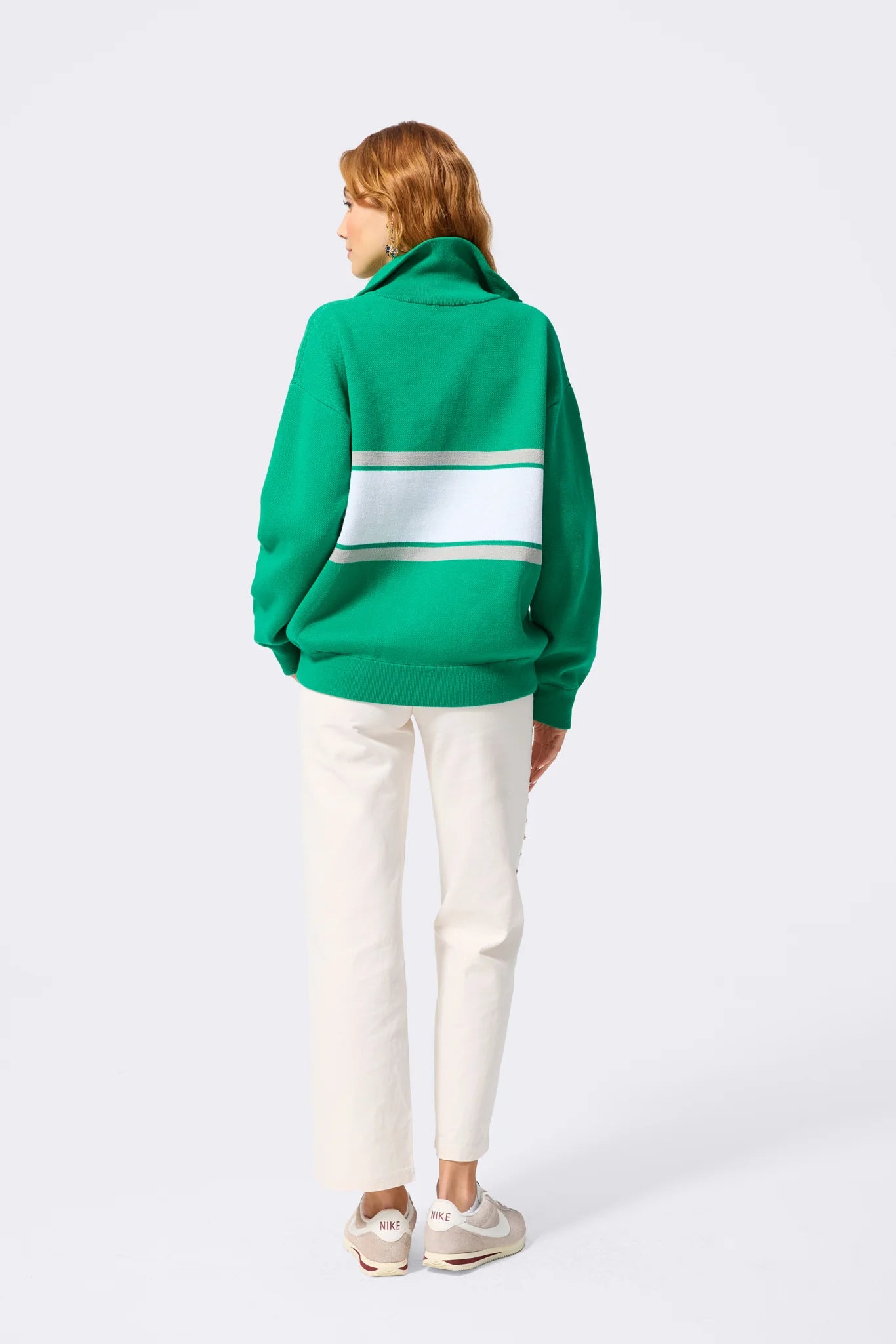Logo Stripe Quarter Zip Sweater