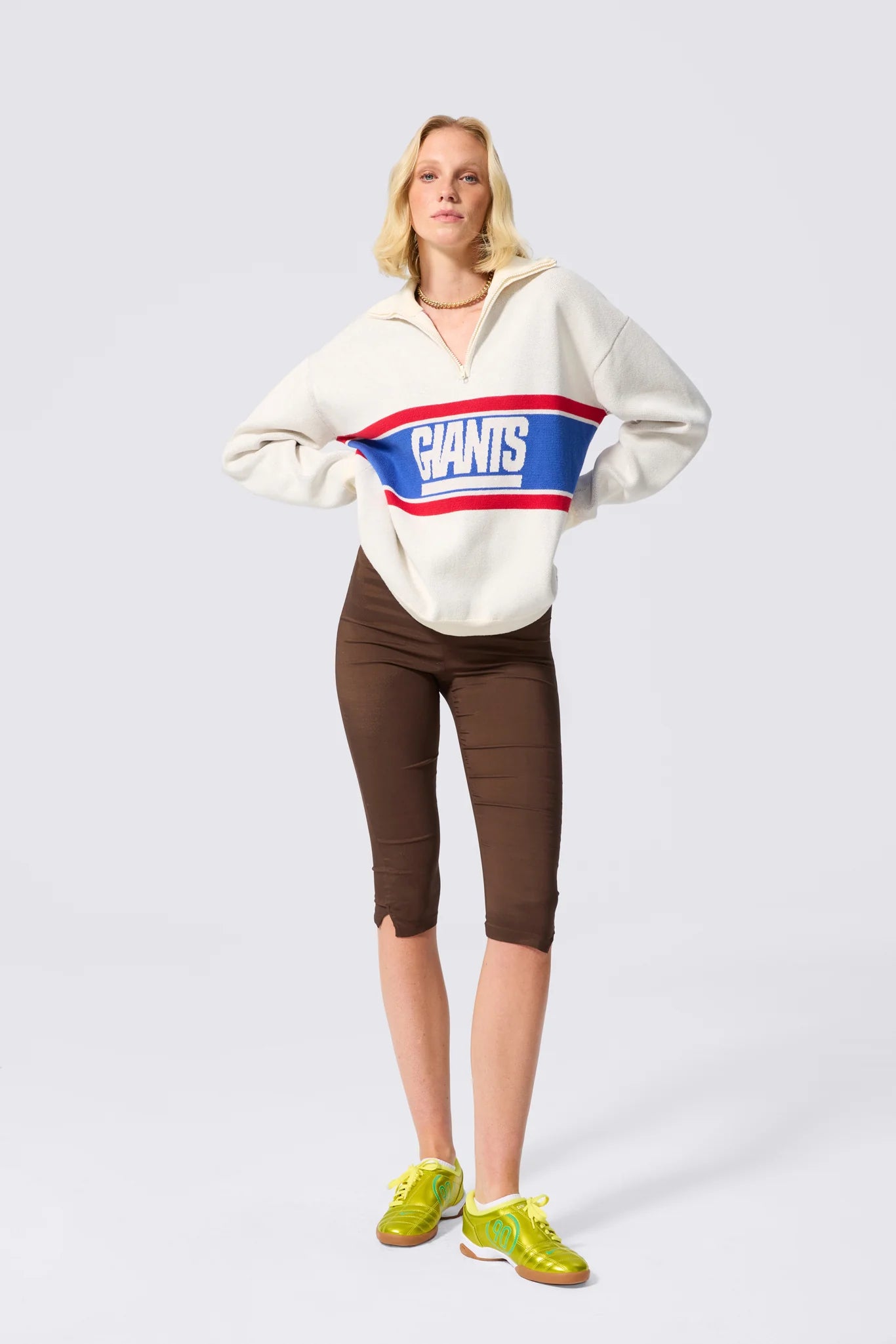Logo Stripe Quarter Zip Sweater