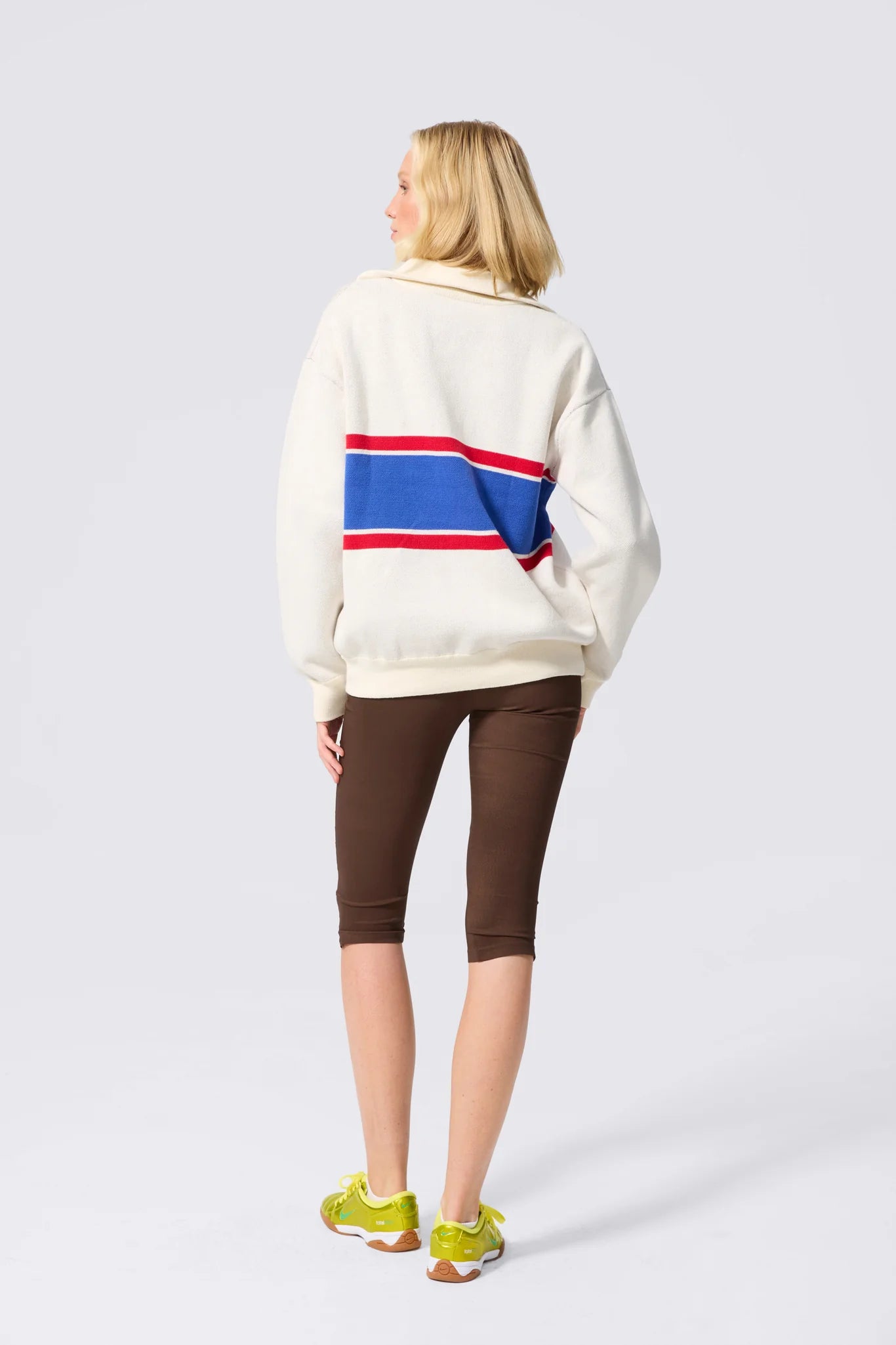 Logo Stripe Quarter Zip Sweater