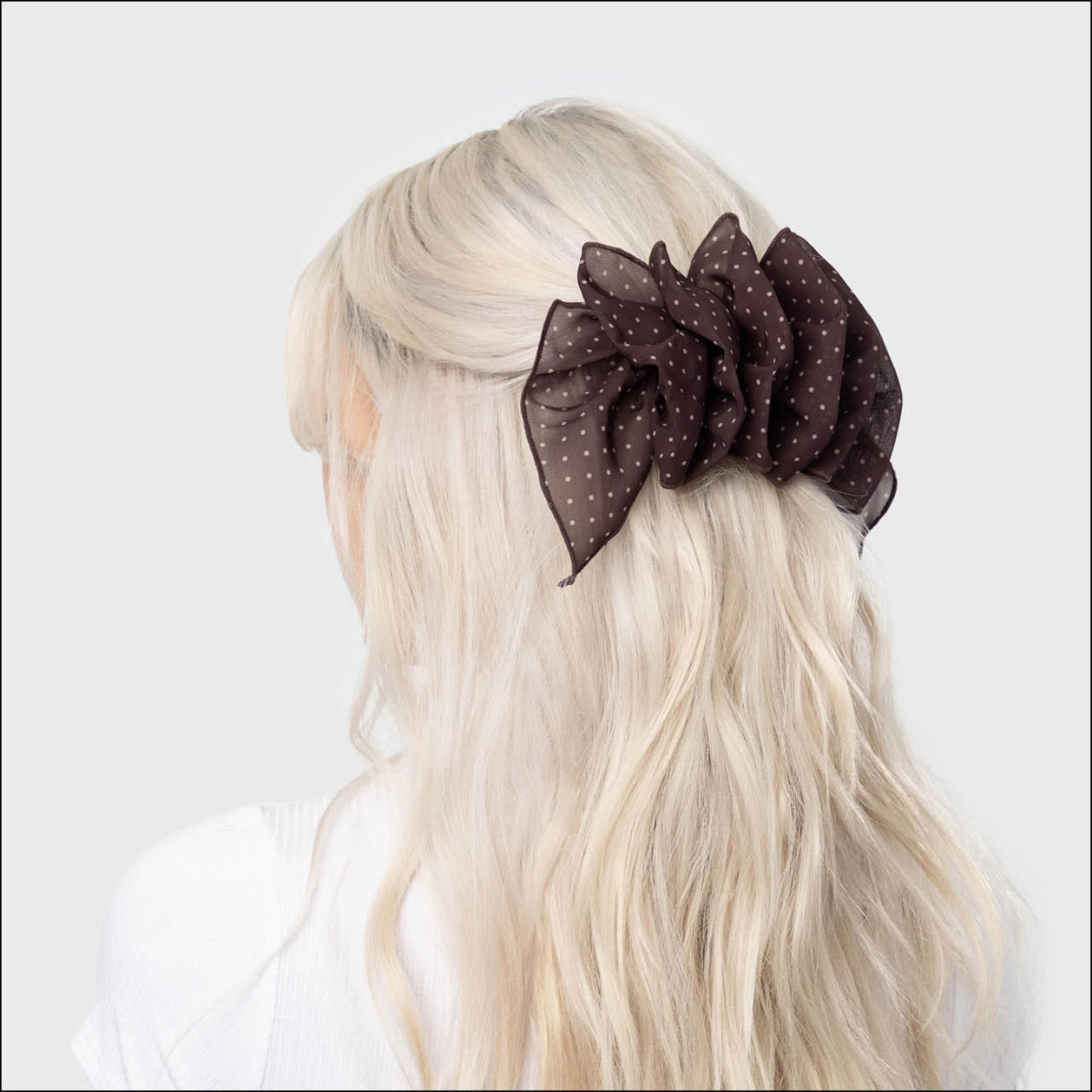 Recycled Chiffon Polka Dot Bow Barrette