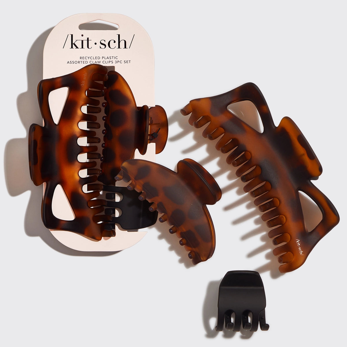 Recycled Plastic Assorted Claw Clips 3pc