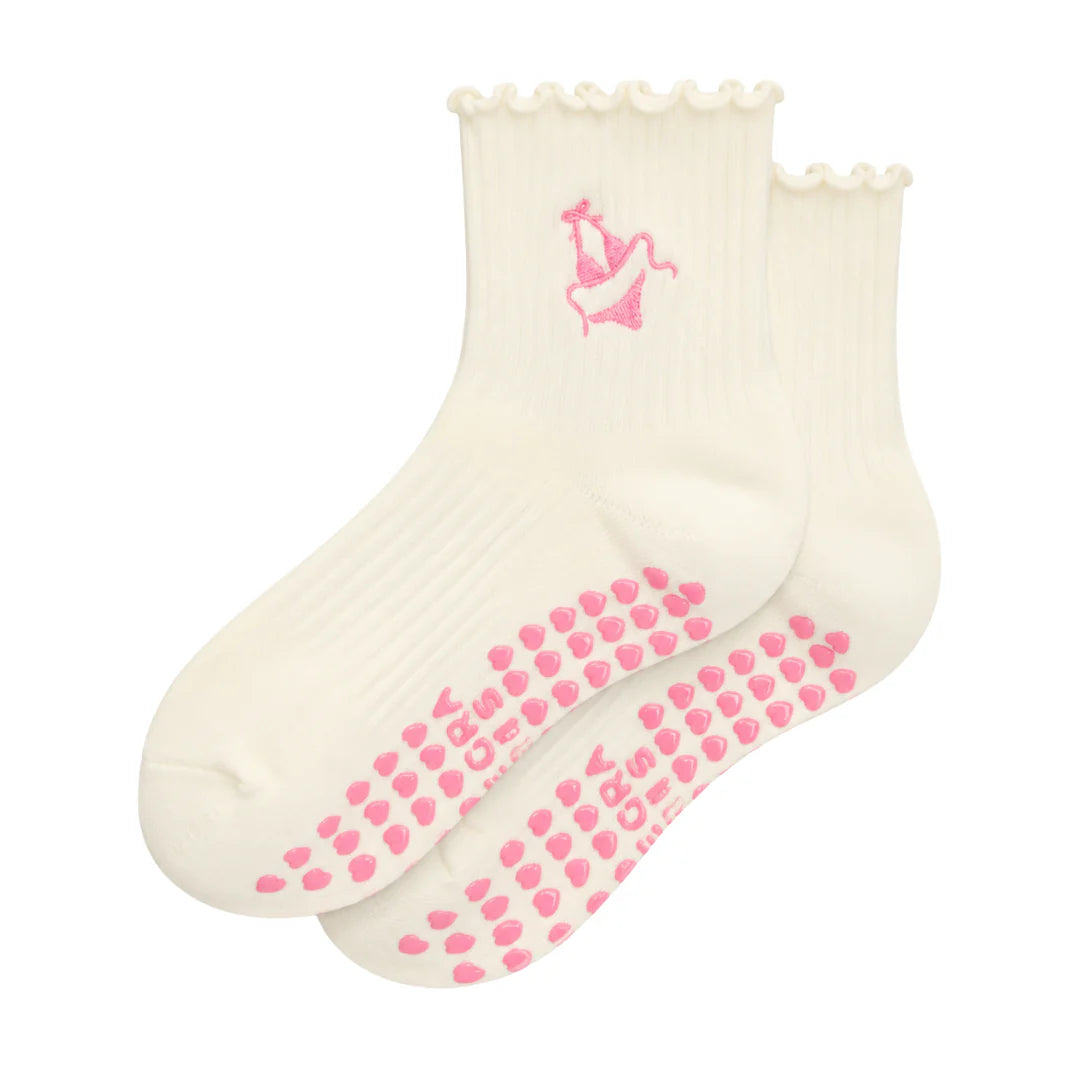 Cream Bikini Grip Socks