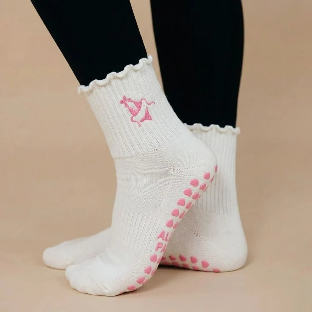 Cream Bikini Grip Socks
