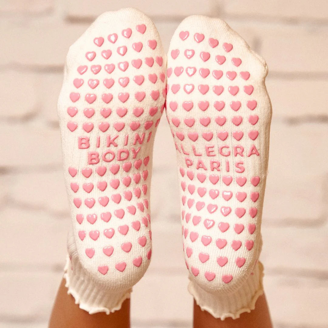 Cream Bikini Grip Socks