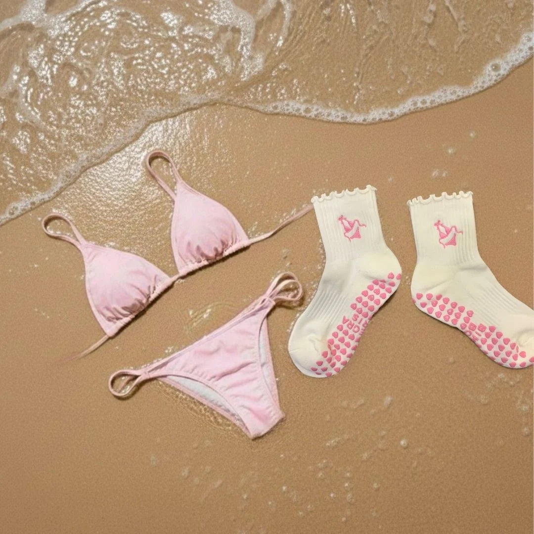 Cream Bikini Grip Socks