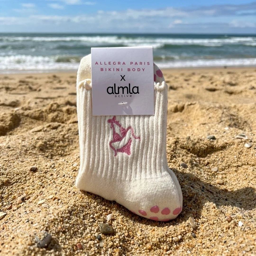 Cream Bikini Grip Socks
