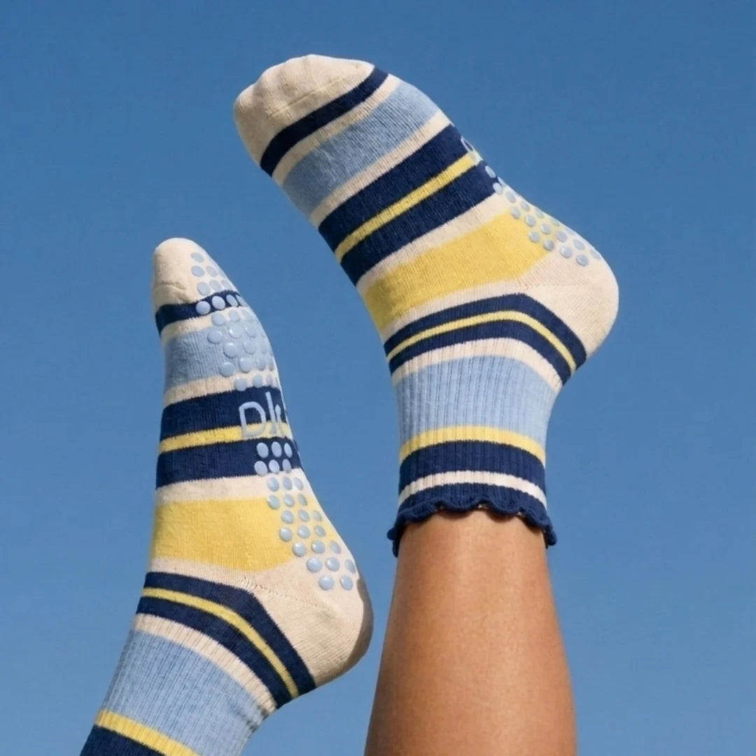 The Blueberry Lemon Striped Grip Sock