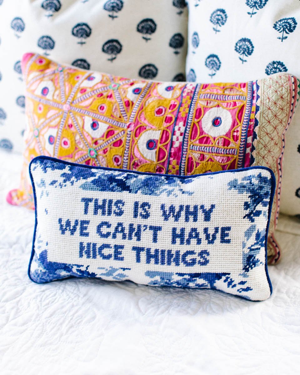 Nice Things Needlepoint Pillow