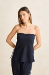Contrast Linen Strapless Top