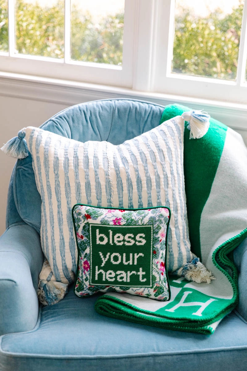 Bless Your Heart Needlepoint Pillow