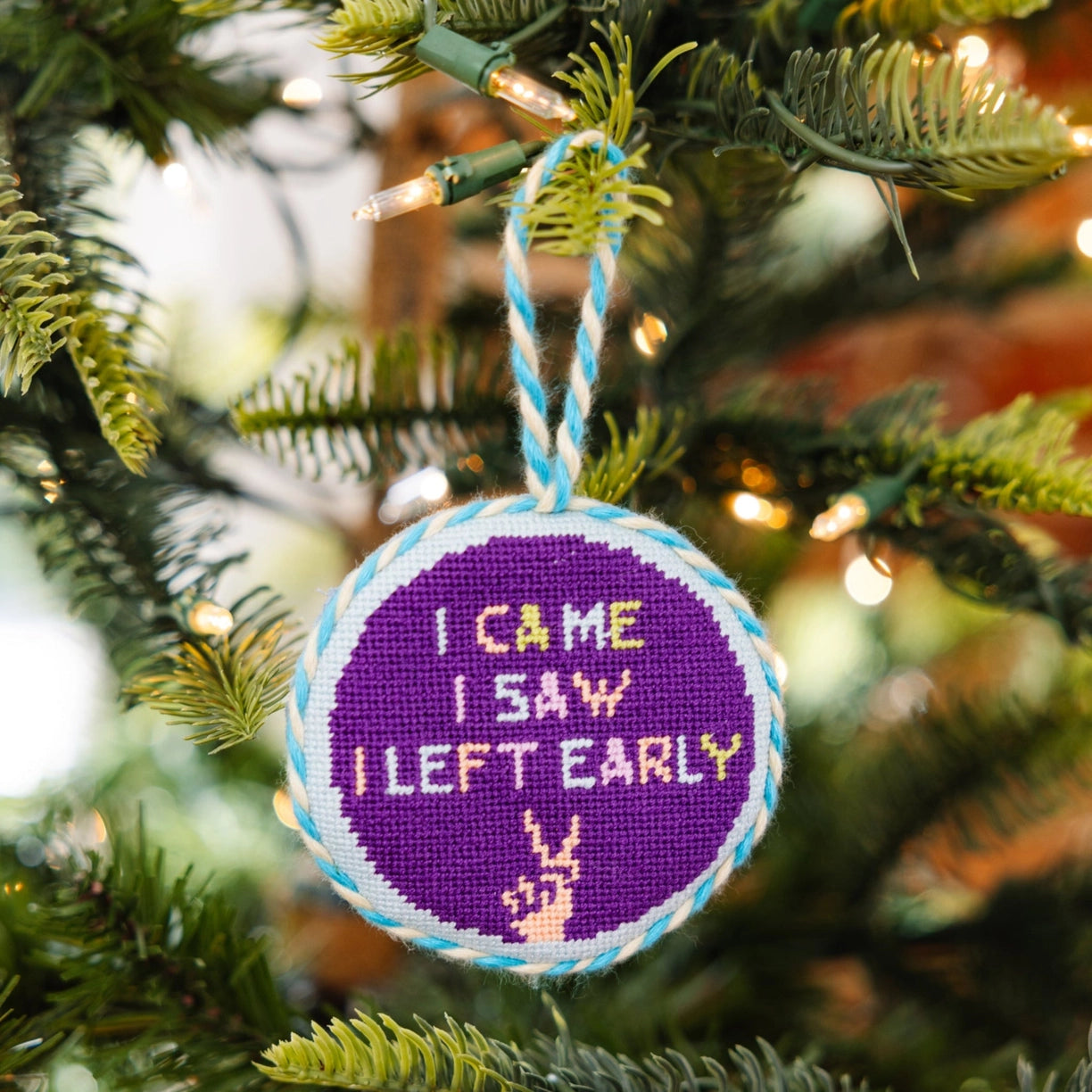 Left Early - Needlepoint Ornament