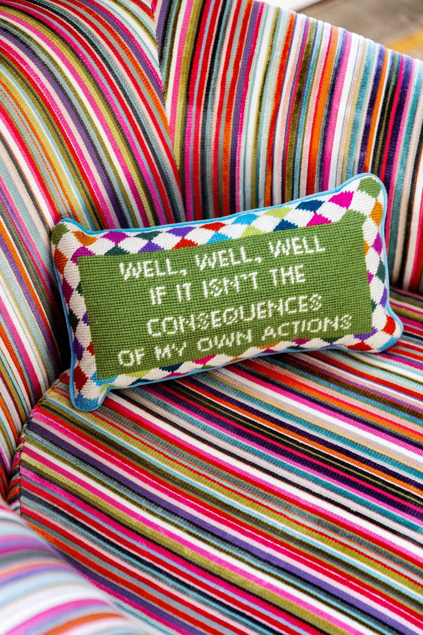 Well Well Well Needlepoint Pillow