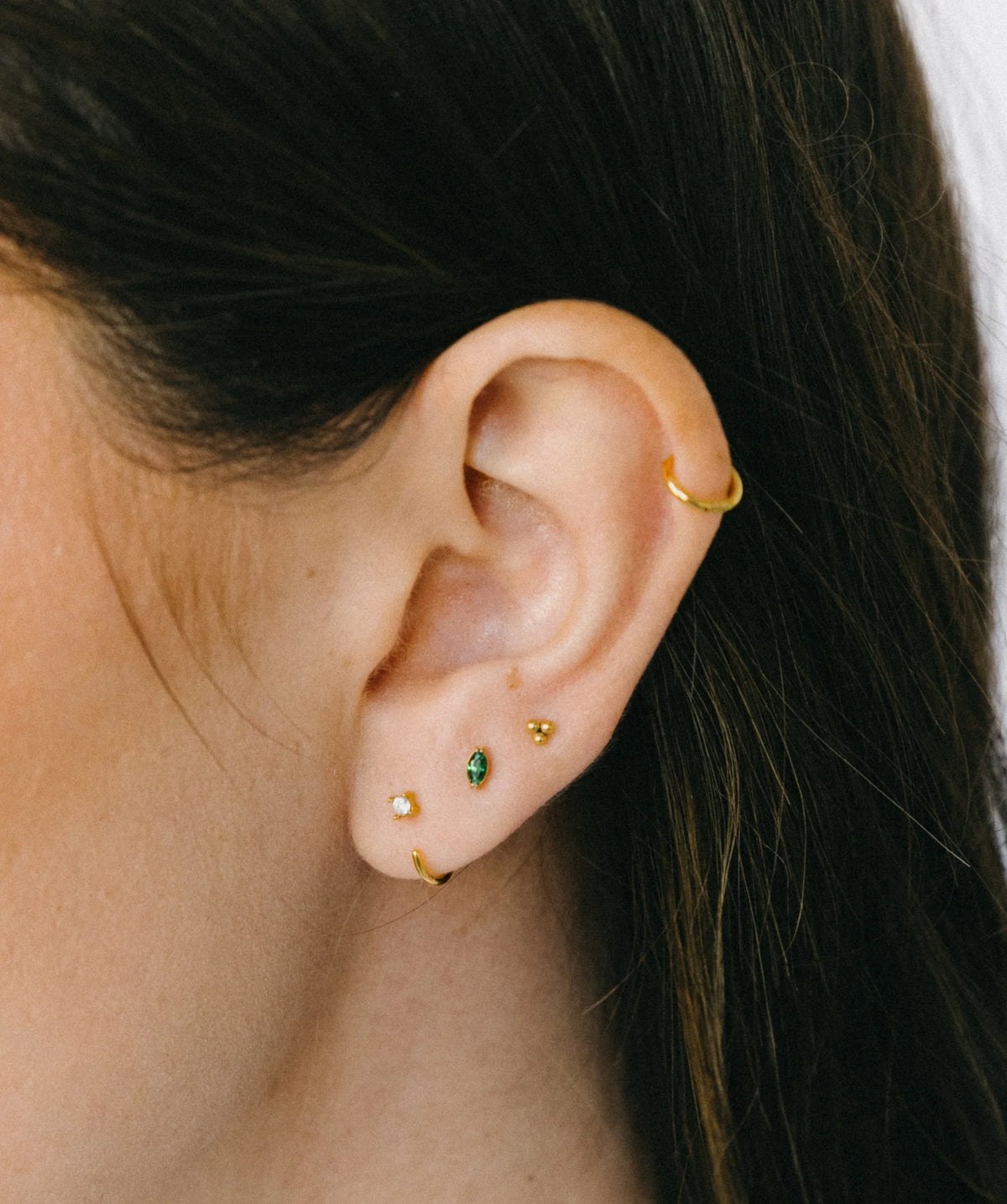 Emerald Marquise Flat Back Stud