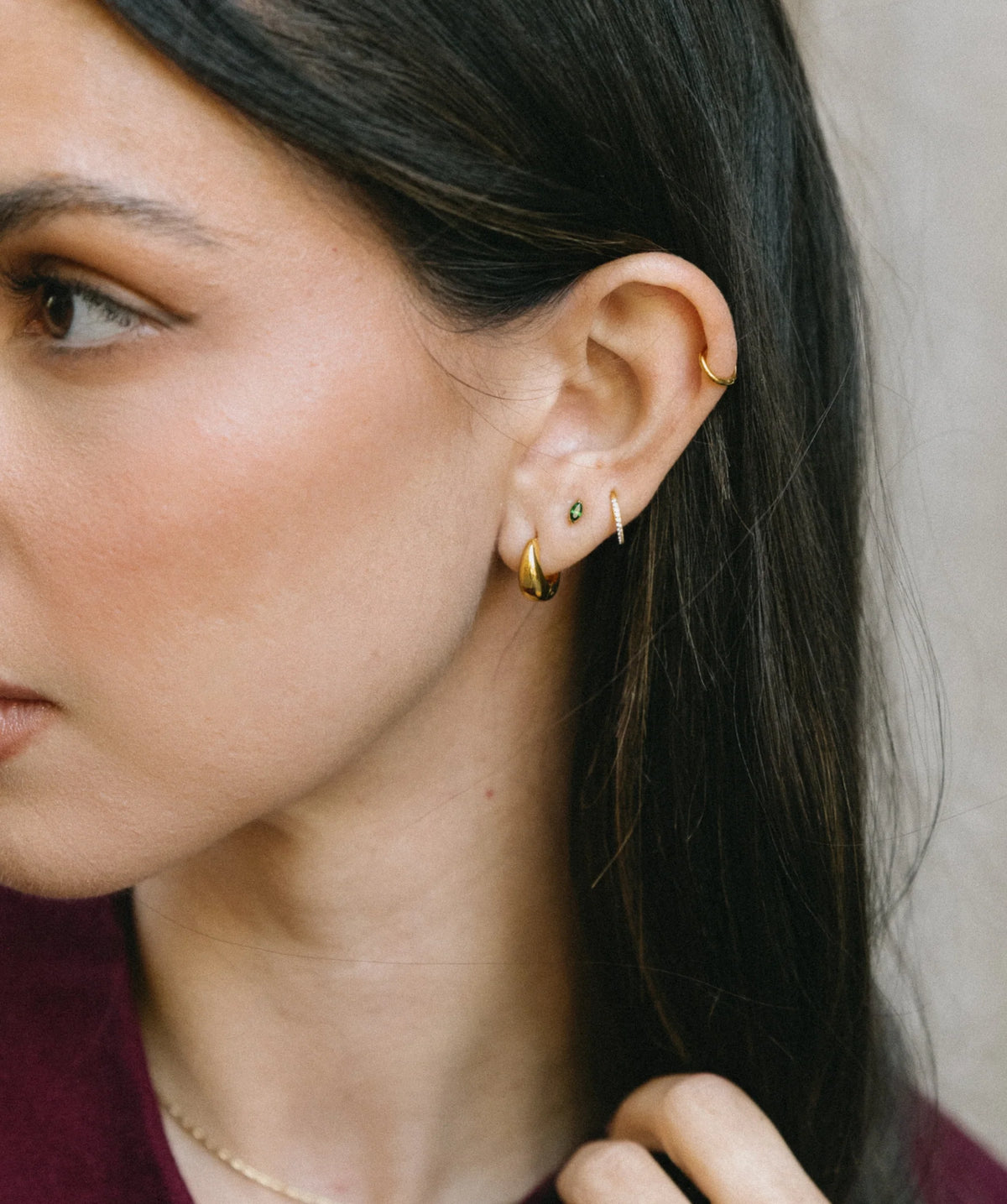 Emerald Marquise Flat Back Stud