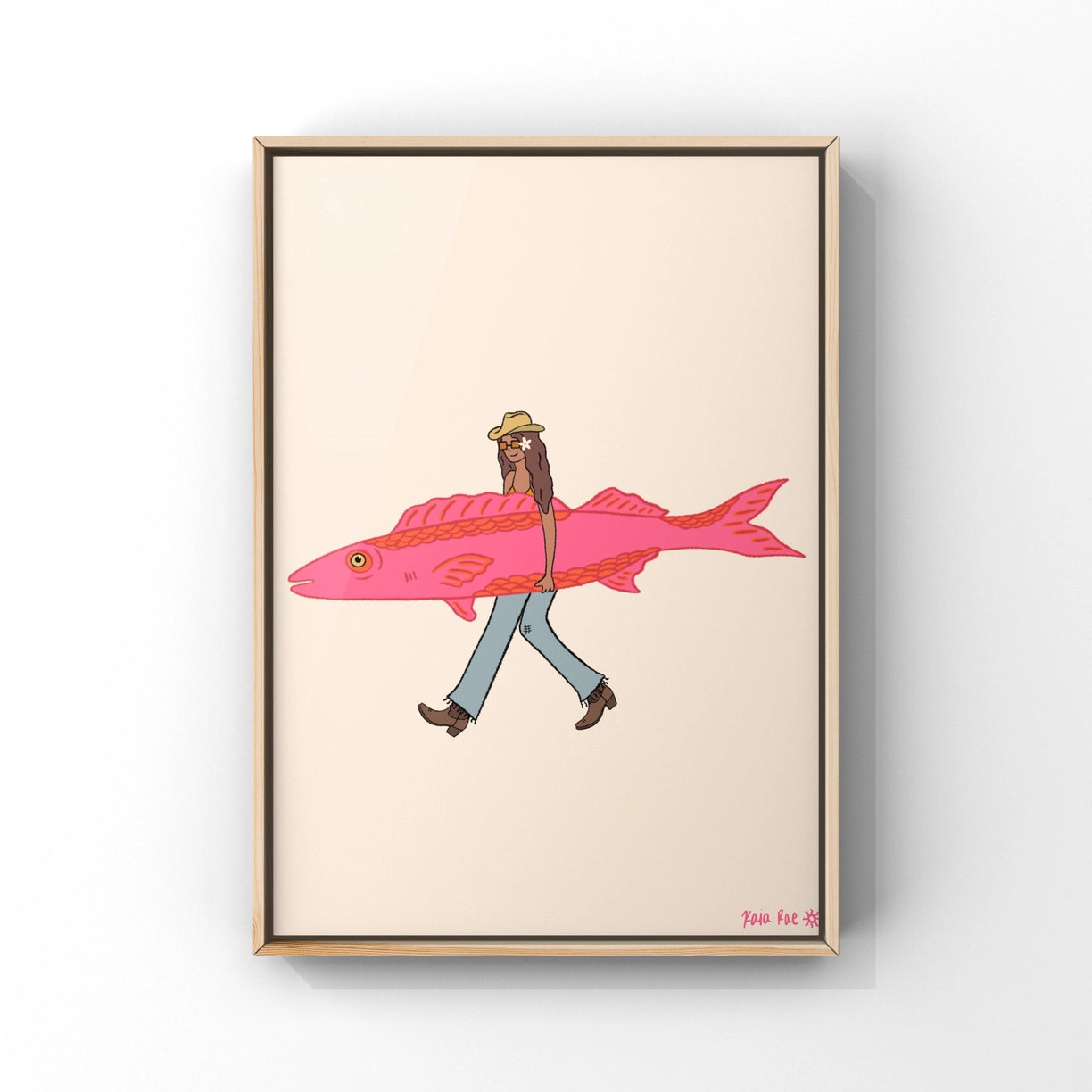Fish Surfboard Art Print