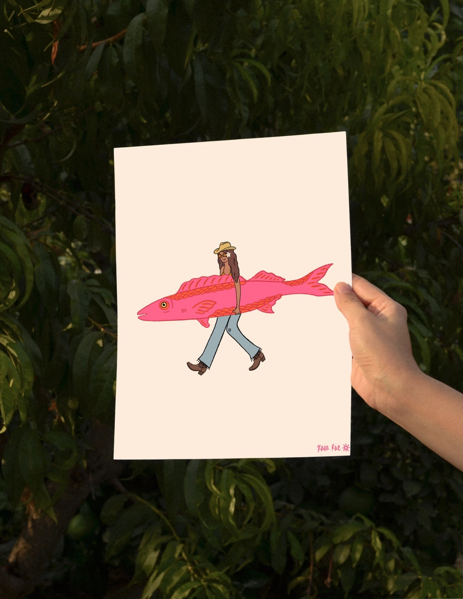 Fish Surfboard Art Print