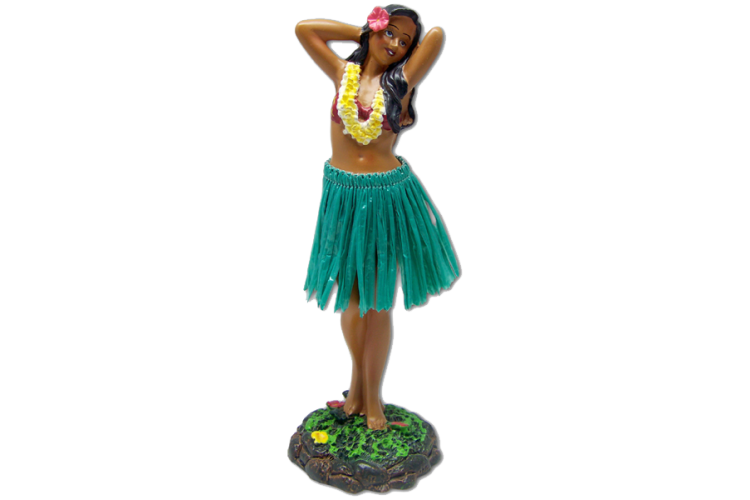 Leilani Girl in Green Skirt Posing Dashboard Doll