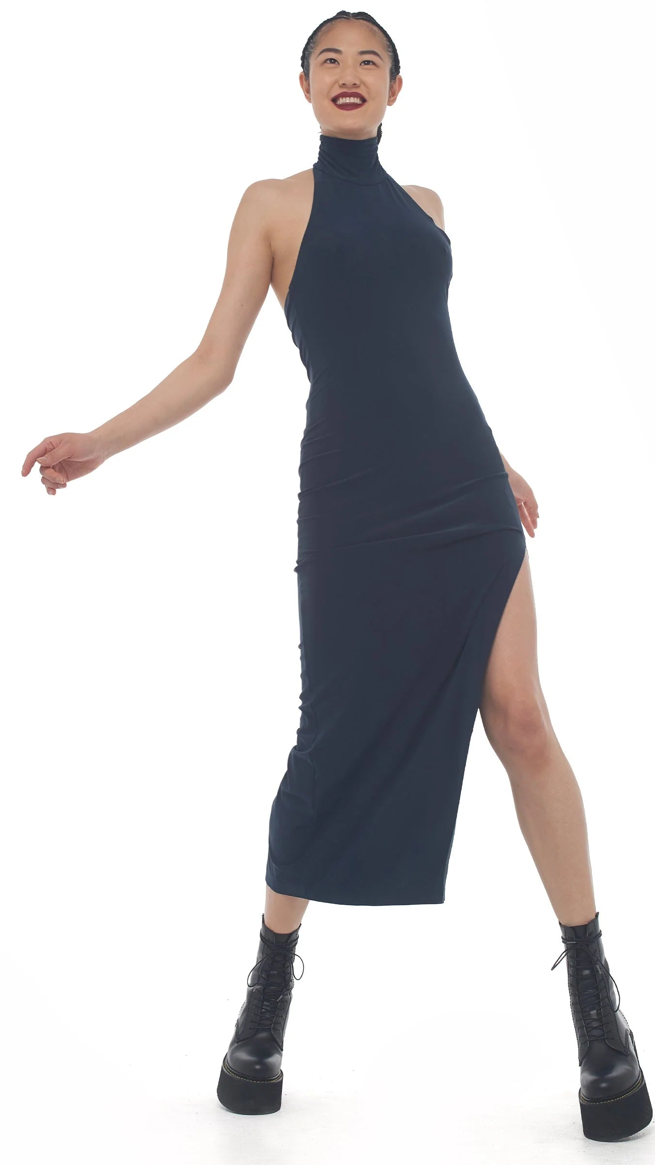 Halter Turtle Side Slit Gown