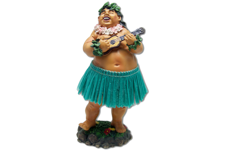 Leilani Boy in Green Skirt with Ukulele Dashboard Doll