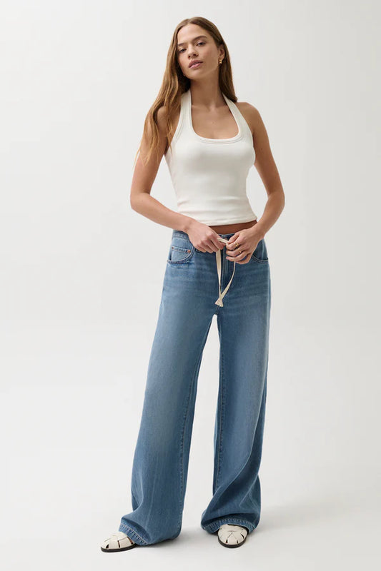 Jadyn Mid Rise Drawstring Palazzo Jean