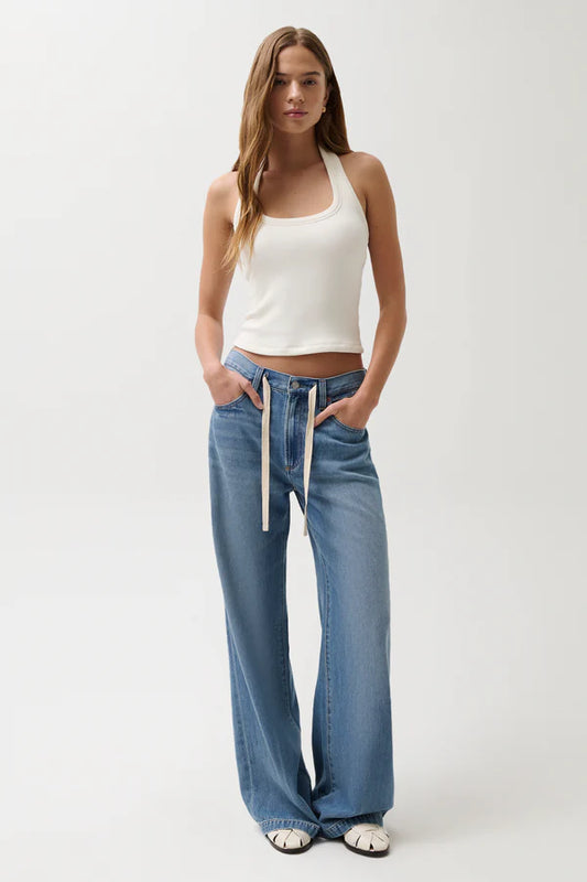 Jadyn Mid Rise Drawstring Palazzo Jean