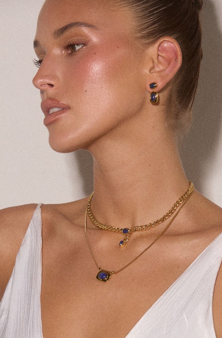 The Lapis Bezel Charm Necklace