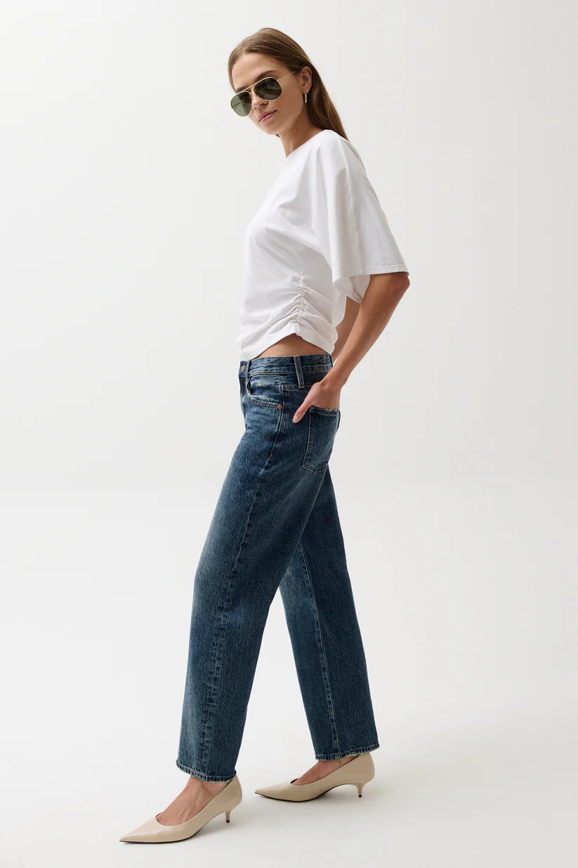 Lexi Mid Rise Bowed Straight Jean