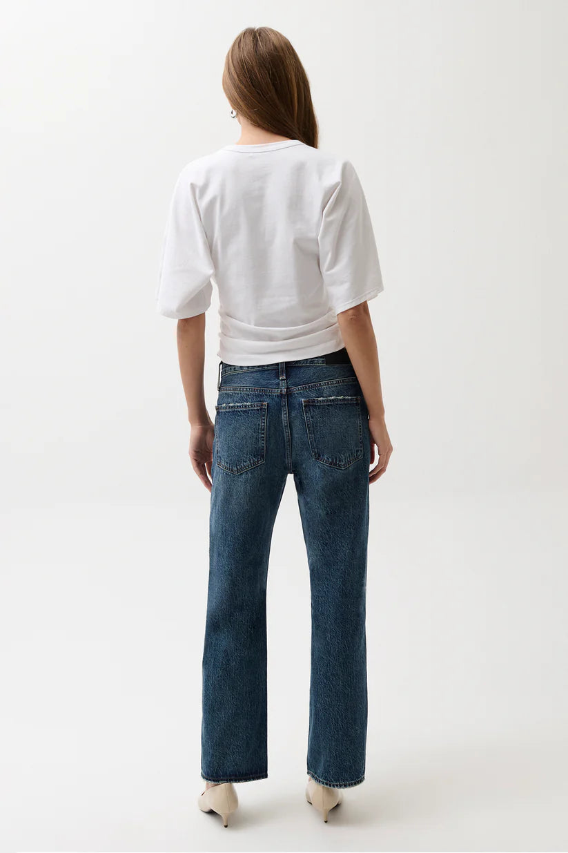 Lexi Mid Rise Bowed Straight Jean